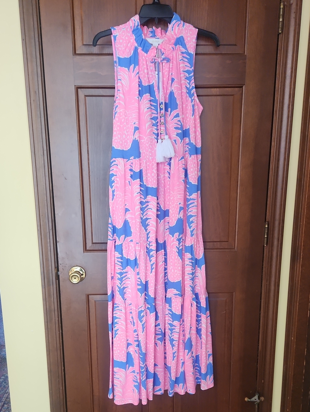 Lilly Pulitzer Pink & Blue Ruffled Tie-Neck Dress